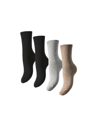 PIECES Pcmarta Noos Bc Lot de 4 paires de chaussettes, Noir, taille unique