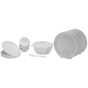 Signoraware Round Dinner Set, 21-Pieces, White (Plastic)