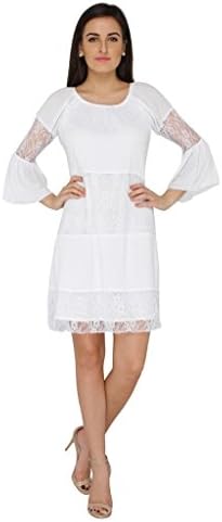 Philigree Women's Dress With Lace Enhancement Medium White