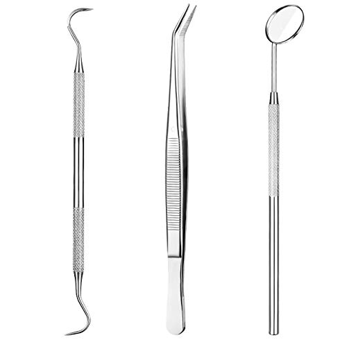 Dental Tools, ElleSye 3 PACK Dental Hygiene Tool Dental Kit, Mouth Mirror, Dental Pick, Tweezers, Stainless Steel, Rust-Free for Oral Care And Teeth Cleaning, Remove Tartar, Stain - Thumbnail 7