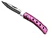 Small Folding Pocket Knife, Curved Pink Anodized Aluminium Handle, Quality Stainless Steel lockback Blade, Sturdy Nylon Pouch