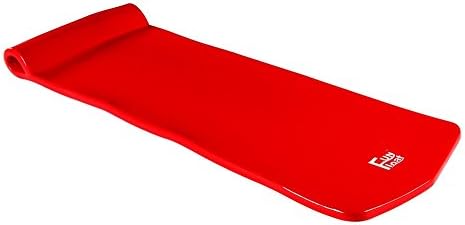 Fun Float Floating Pool Bed/Mat/Pad Super Soft Memory Foam with Vinyl Coat and Head Pillow, Lounger, Float Toy, Floaties, Swimming Raft, for Outdoor Swimming, Relaxing or Pool Party, Red 1.18" thick