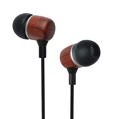 Francois et Mimi Elite Genuine 3.5mm Wood in-Ear Noise-isolating Earbuds Headphones with Mic