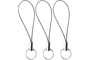 Jizlan 10 Pcs Black Lanyard Phone Ring Strap For Mobile Lariat Lanyard Cell Phone Split Ring Strap Sliver Tone Split Cellphone Charm Cords For Cellphone Usb Drive Keychain Diy Useful Processed