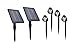 MicroSolar - Natural White (NOT Bluish) - Lithium Battery - Separate Solar Panels (Set of 2) – 4x12LED Spotlights with 4x16 Feet Cables - Automatically Lighting from Dusk to Dawn Under Good Sunshine