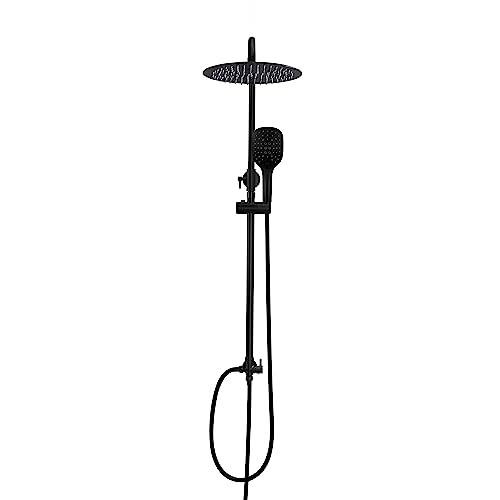 Görbach Regendusche Duschsystem ohne Armatur, 20 cm Schwarz