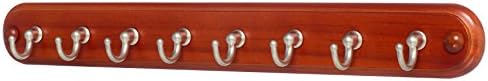 Eight (8) Hook Key Rack by Weirwood (Light Red Wood / Nickel Hooks)