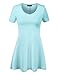 Made by Johnny MBJ WT769 Womens V Neck Trapeze Tunic L Aqua