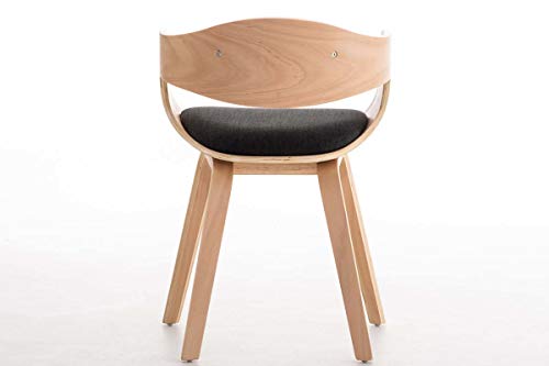 CLP-Sedia-Visitatore-Kingston-in-Tessuto-Sedia-rtro-Imbottita-con-Braccioli-e-4-Gambe-Sedia-Pranzo-in-Legno-Sedia-Conferenza-Sedia-Attesa-Design-con-Schienale-Grigio-Scuro-Natura