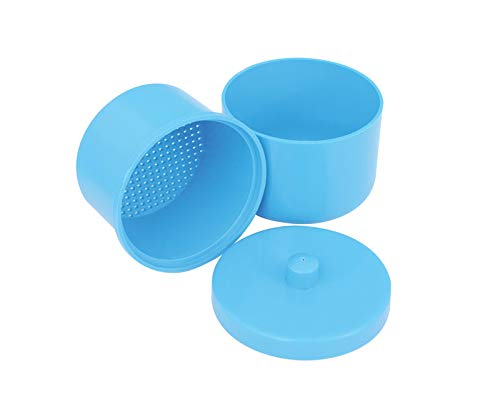 Round Denture Case, Plastic Box, Orthodontic Retainer Bath, Dental Orthodontic Mouth Guard Storage Container Holder with Strainer (Blue)