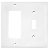 Enerlites 881131-W Decorator/Toggle Switch Wall Plate Combination, 2-Gang, White, Standard Size, Unbreakable Polycarbonate, Replacement Receptacle Faceplates Outlet Cover
