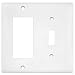 Enerlites 881131-W Decorator/Toggle Switch Wall Plate Combination, 2-Gang, White, Standard Size, Unbreakable Polycarbonate, Replacement Receptacle Faceplates Outlet Cover primary
