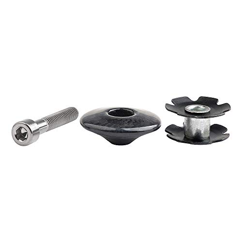Yaruijia Bicycle Headset Carbon Fiber Top Cap Star Nut Titanium Bolt for Fork 1-1/8 Inch(Glossy,Titanium)