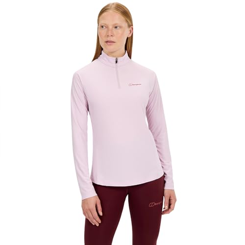Berghaus Maglietta da Donna 24/7 Base Zipls a Maniche Lunghe, Pallido Alba, 12