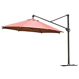 Abba Patio Offset Patio Umbrella 11-Feet Hanging Cantilever Umbrella with Cross Base and Umbrella Cover, Dark Red