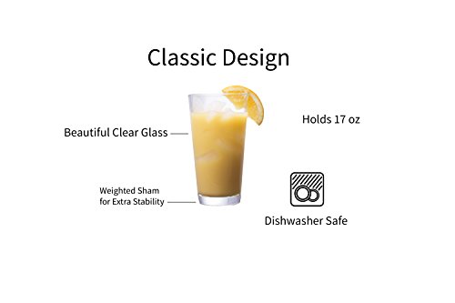 Palais Glassware 'Hendaye' Collection, Clear Glass Sets (Set of 16 - 8 17 OZ & 8 13 OZ, Clear)