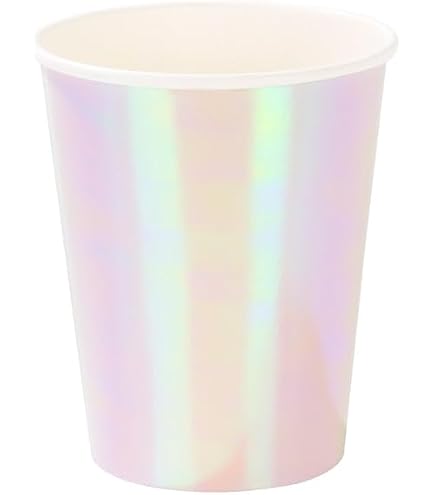 thumbnail image 2 of Iridescent Rainbow Color Changing Paper Cups 9 Oz 2 of 12