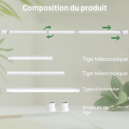 Tension Rod for Shower Curtain Rod, Heavy Duty Telescopic Shower Curtain Rod, Stainless Steel, Bathroom Cabinet, Silver, 85-160cm
