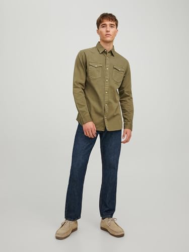 JJESHERIDAN SHIRT L/S NOOS, Camicia, Uomo, Verde (Forest Night), XXL