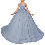 Tulle Flower Girl Dress for Wedding Lace Applique