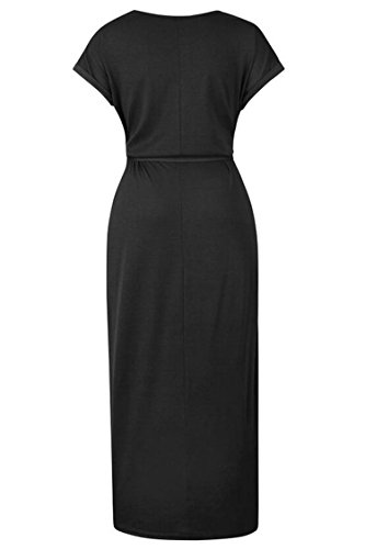 Herose 2018 Teen Girls Cotton Poly Casual Active Wear Lounging Maxi Dress S Black - Thumbnail 2