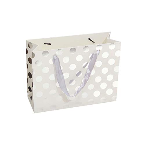 FOONEA 10 Pack Gift Bags Paper Shopping Bags Bridesmaid Gift Bags, Silver Bags Polka Dot Perfect for Weddings, Birthday and Graduation Presents, Silver Gift Wrap Bags - Thumbnail 7