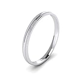 LANDA JEWEL Solid 14k White Rose Yellow Gold 2mm Light Court Shape Comfort Fit Polished Wedding Ring Milgrain Band