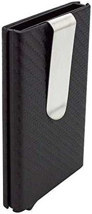 Mosiyeef RFID Blocking Credit Card Holder Organizer Mens Slim Leather wallet Carbon Fiber Money Clip
