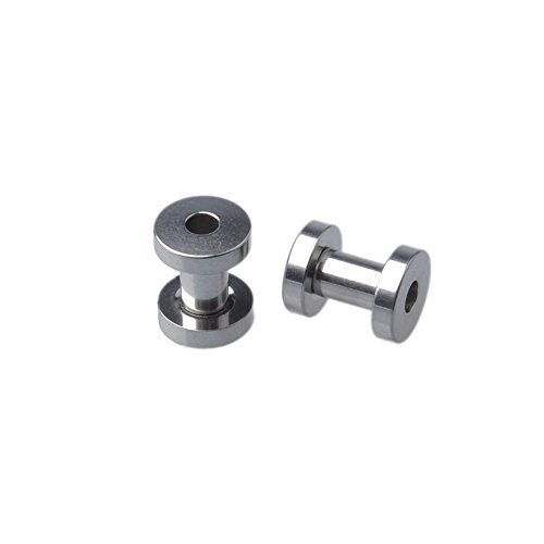 Plug Plugs Tunnels Stainless Steel Screw Fit Flesh Tunnel Plug 2 Pieces From 16 Gauge - 20mm (Pair of 2 Gauge (6mm) Tunnels)