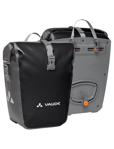VAUDE Fahrradtaschen für Gepäckträger Aqua Back 2x24L in schwarz 2 x Hinterradtaschen wasserdicht, Fahrrad Gepäckträgertasche hinten, einfache Befesti