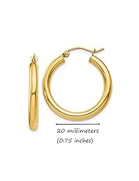 Pendientes de aro de oro blanco o amarillo de 14 quilates con cierre de clip, 0.118 in de grosor, varios tamaños, en caja de regalo