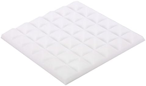 Yeefant Colorful 3D 6 Row Pyramid Acoustic Foam Panel Sound Stop Absorption Sponge Studio KTV Soundproof Home Decor Art Bedroom Bathroom Living Room TV Background,12x12x2 Inch,White