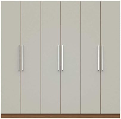 HomeRoots 2.0-91" 3 Sectional Wardrobe with 4 Drawers and 6 Doors in Off White and Maple Cream