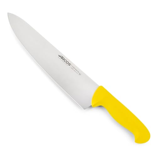 Arcos Kochmesser Professionell - Edelstahlklinge NITRUM 300 mm - Langlebigkeit und Praezision - Gelber Polypropylen-Griff - Serie 2900
