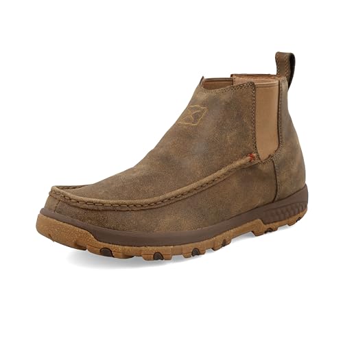 Twisted X Men's 4" Chelsea Driving Moc, Moc Toe with CellStretch, Bomber & Tan, 10 W Image