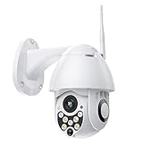 SDETER Outdoor PTZ WiFi Security Camera, Wireless Pan Tilt Zoom 4.1X Surveillance CCTV IP Weatherproof Camera with Two Way Audio Night Vision Motion Detection 720P