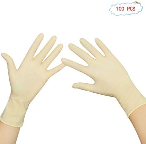 CLQ Disposable Surgical Anti-slip Thick Latex Gloves Powder-free Dust-free Rubber Gloves Box Of 100 (Size : S)