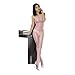 Womens Sexy Shiny Sheer See Through Crotchless Bodystocking (Pink)