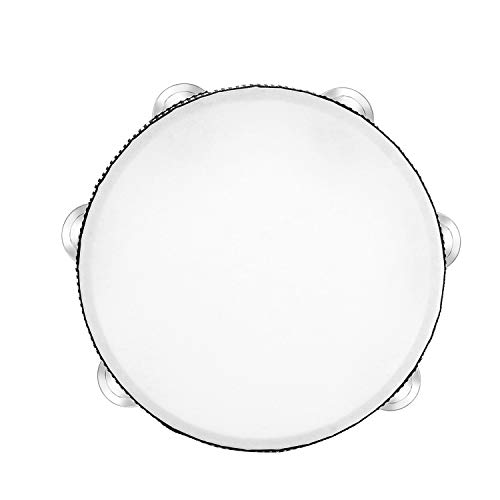 image for Tambourine for Church 8 inch Hand Held Drum Bell Birch Metal Jingles P