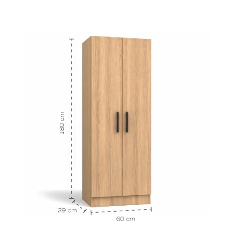 Nautica Clóset Vertical Home 2 Puertas 180 cm, Armario de Madera con Bisagras Metálicas de Apertura Suave, Organizador de Ropa Moderno para Recámara