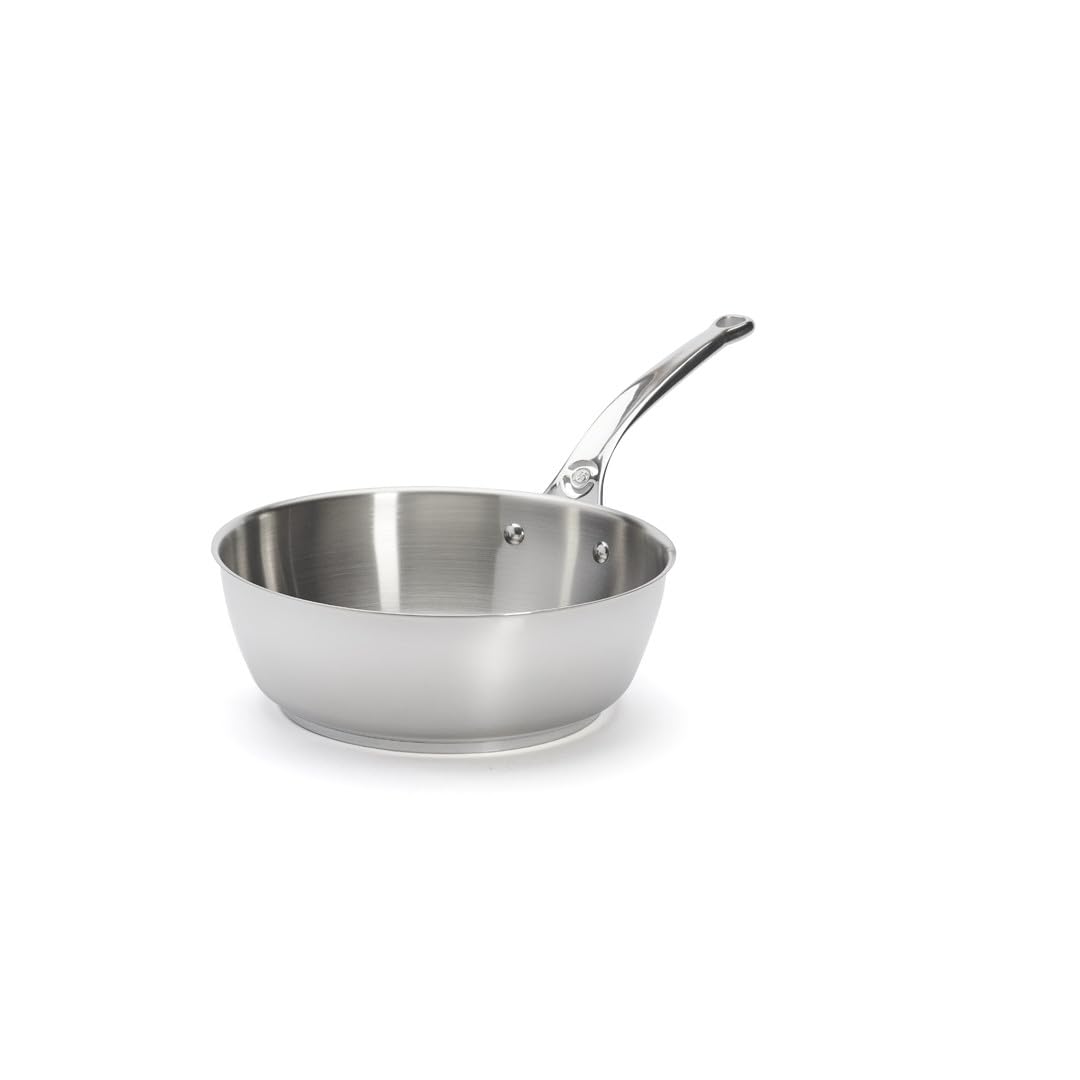 De Buyer Milady T-Shaft Frying Pan with Cast Stainless Steel Straight Edge, Silver, 24cm diameter
