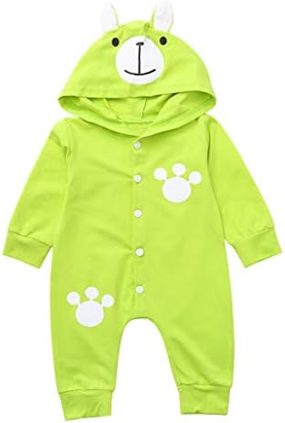 Kasien Baby Romper, Infant Baby Long Sleeve Cartoon Bear Print Hoodie Romper Jumpsuit Clothes