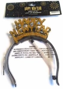 JF Happy New Year 2017 FIBER OPTICA LIGHT UP HEADBAND GOLD COLOR