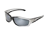 Edge Eyewear SK117 Kazbek Safety Glasses, Black with Silver Mirror Lens