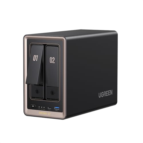 UGREEN NASync DXP2800 GT 2-Bay NAS Storage, 10GbE LAN, AMD Ryzen Embedded R2514 CPU, 8GB RAM, Dual M.2 NVMe, HDMI 4K, Monitoring Center, Docker Support, Home Assistant (No Disks)