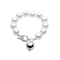 helegeSONG Girl Gift Fashion Simple Women Big Faux Pearl Ball Dangle Pendant Bracelet Jewelry Decor - Silver