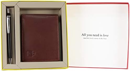 Leather Wallet Combo for Men - Classic Brown Men's Leather Wallet & Pen Combo Gift Set for Men
