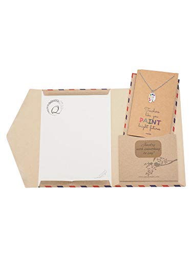 Quan Jewelry Artist Painter's Palette Necklace, Art Teacher Gifts with Greeting Card, Adjustable Stainless Steel Chain from 16-inch to 18-inch