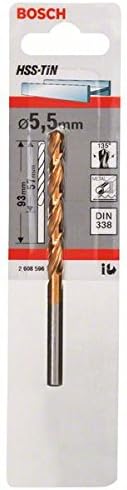 Bosch 2608596706 HSS-TiN DIN 338 Metal Drill Bits, 5.5mm x 57mm x 93mm