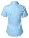 LE3NO Womens Tailored Short Sleeve Button Down Shirt with Stretch,L3nwt575a_babyblue,Medium